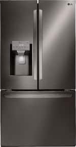 LG - 26.2 Cu. Ft. French Door Smart Wi-Fi Enabled Refrigerator with Dual Ice Maker - PrintProof Black Stainless Steel - Front_Standard