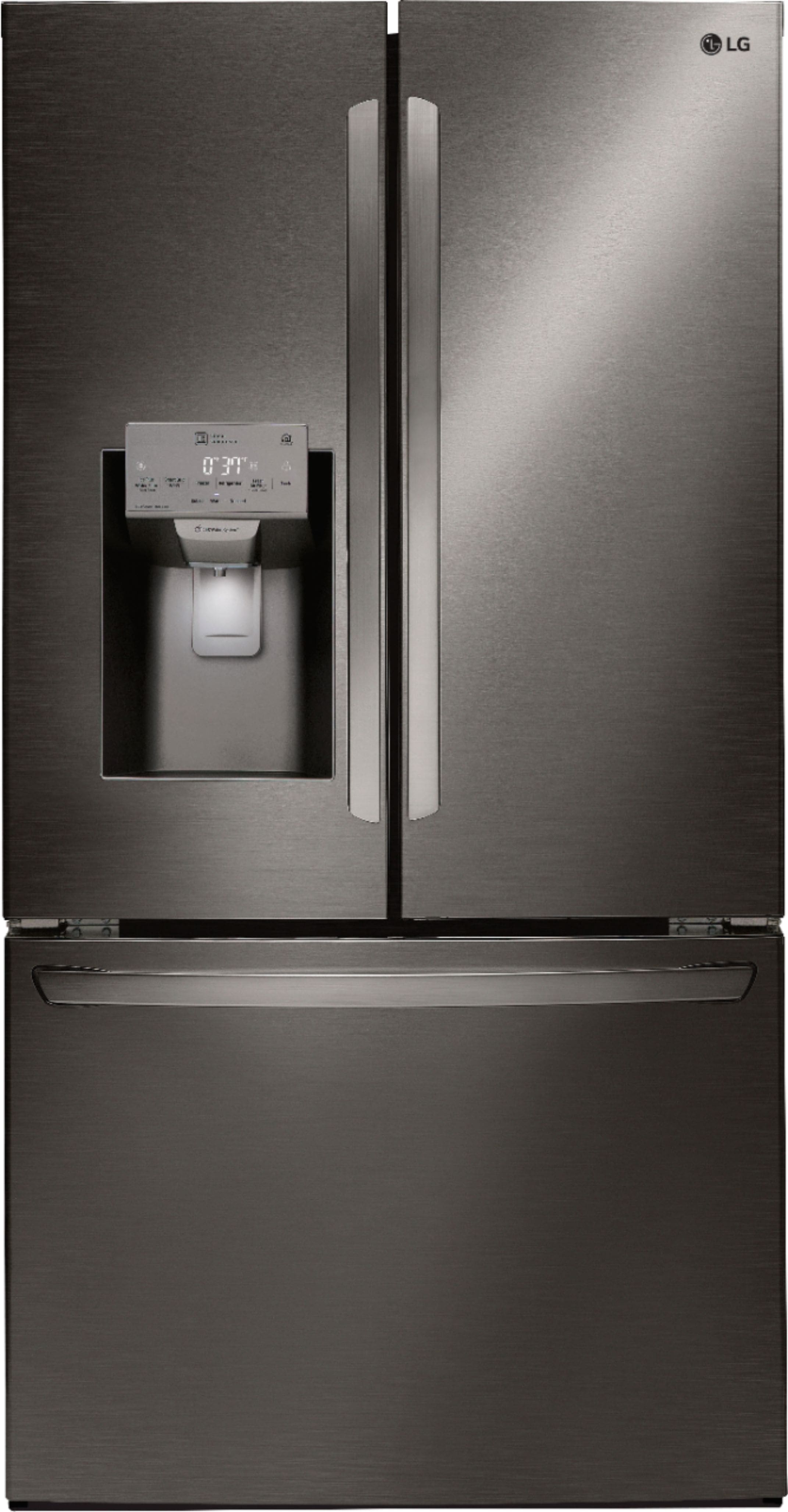 Front. LG - 26.2 Cu. Ft. French Door Smart Refrigerator with Dual Ice Maker - PrintProof Black Stainless Steel.