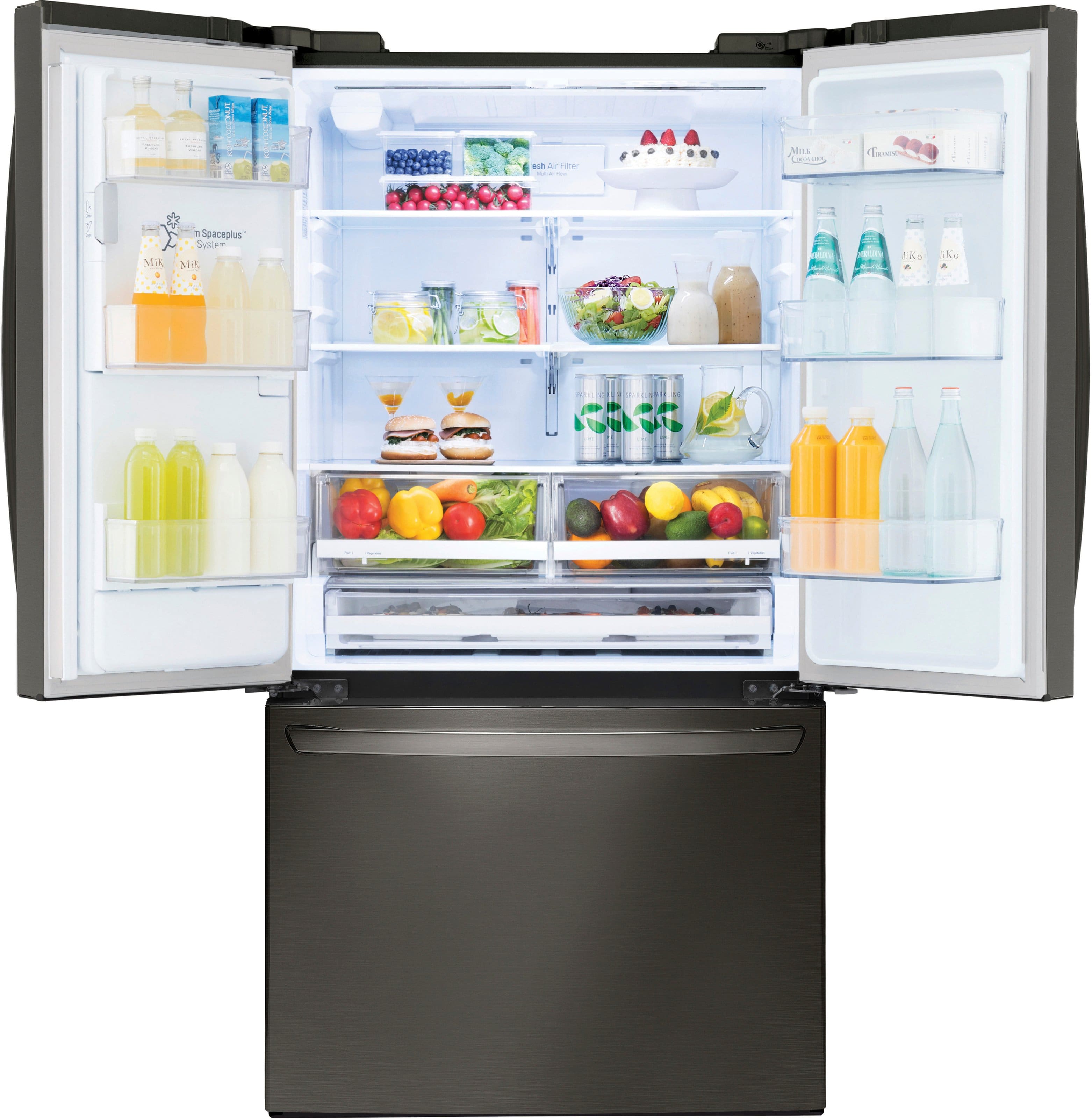 Alt View 4. LG - 26.2 Cu. Ft. French Door Smart Refrigerator with Dual Ice Maker - PrintProof Black Stainless Steel.