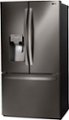 Left Zoom. LG - 26.2 Cu. Ft. French Door Smart Wi-Fi Enabled Refrigerator with Dual Ice Maker - Black stainless steel.
