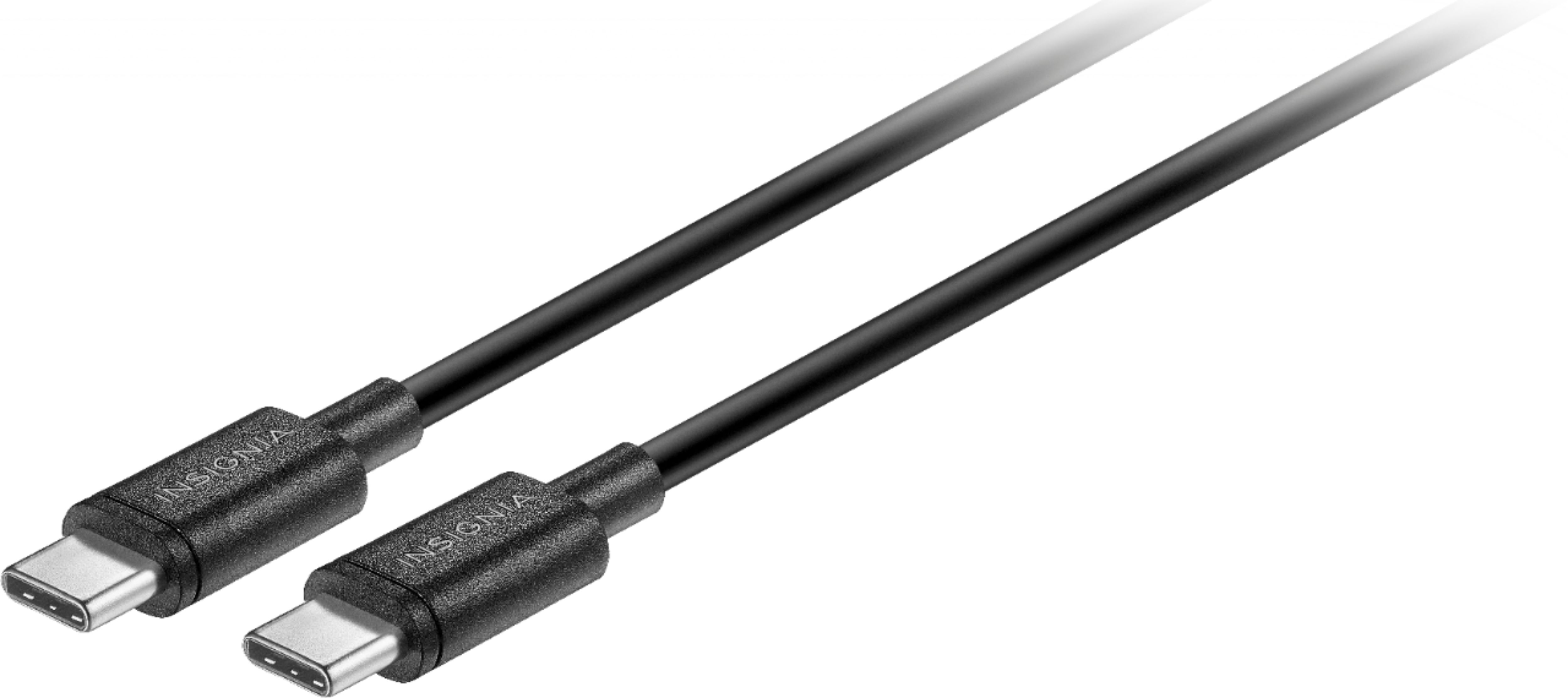 Angle View: Insignia™ - 4' USB Type C-to-USB Type C Charge-and-Sync Cable - Black