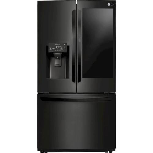 LG - 26 Cu. Ft. French InstaView Door-in-Door Smart Wi-Fi Enabled Refrigerator - Matte Black Stainless Steel-Front_Standard 