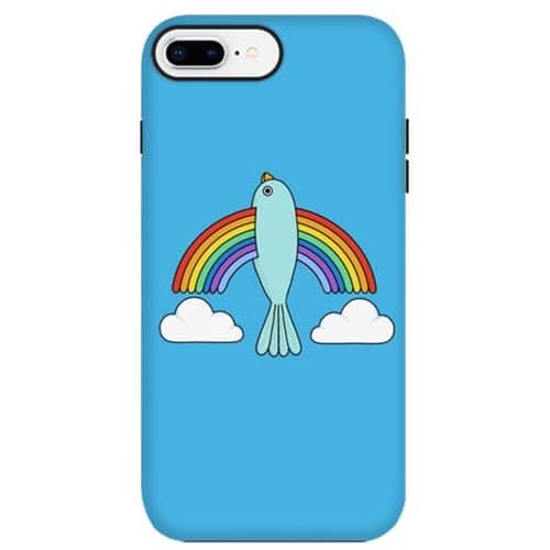 strongfit designers rainbow bird by coffee man case for apple iphone 7 plus - blue