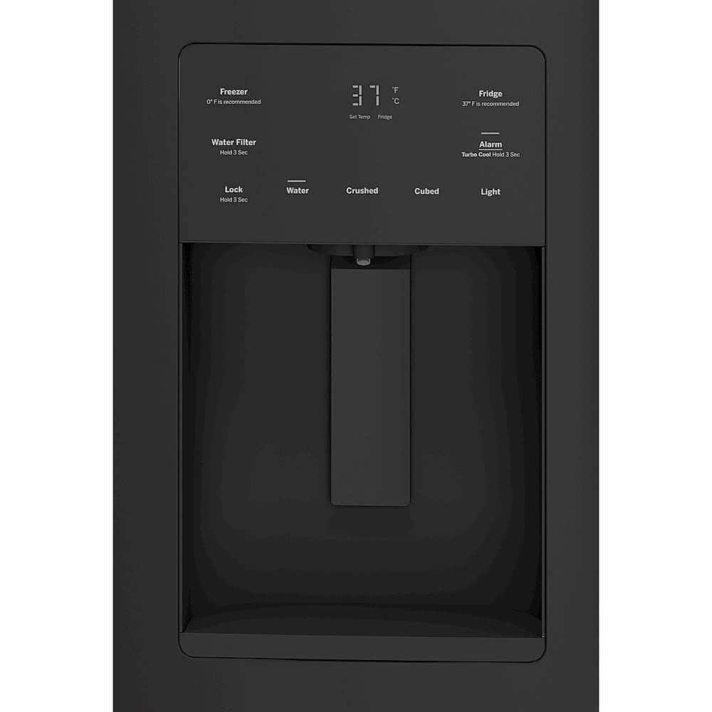 Alt View 4. GE - 25.6 Cu. Ft. French Door Refrigerator - Black Slate.