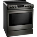 Angle Zoom. LG - 6.3 Cu. Ft. Self-Cleaning Slide-In Electric Induction Smart Wi-Fi Range with ProBake Convection - Black stainless steel.