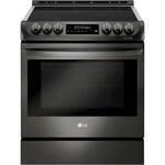 LG - 6.3 Cu. Ft. Self-Cleaning Slide-In Electric Induction Smart Wi-Fi Range with ProBake Convection - PrintProof Black Stainless Steel - Front_Standard