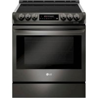 LG - 6.3 Cu. Ft. Slide-In Electric Induction True Convection Range with SmoothTouch Glass Controls - Black Stainless Steel - Front_Zoom