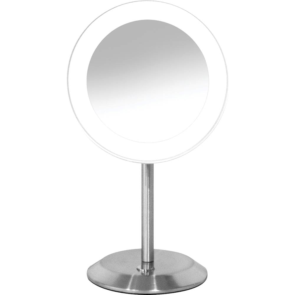 Conair - 8x LED Single-Sided Stand Mirror - Satin Chrome