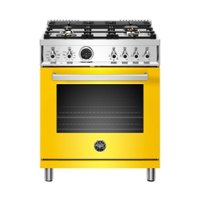 Bertazzoni - 4.6 Cu. Ft. Self-Cleaning Freestanding Dual Fuel Convection Range - Yellow - Front_Zoom