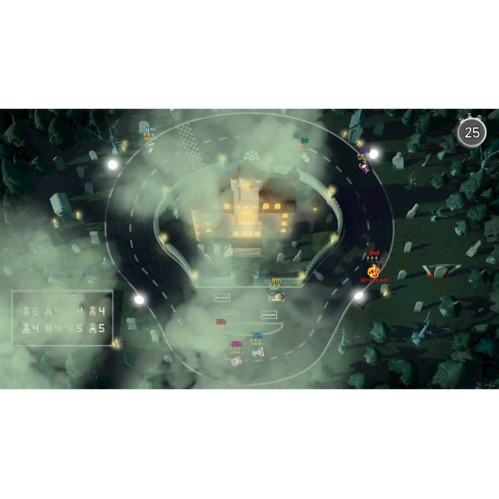 The image features a video game with a road and a house in the background. The largest text reads "25," which is likely the time or a score. The following text is a list of positions, possibly from a racing game or a competition:

1. 4th
2. 25
3. 2nd
4. 644
5. 4
6. 4
7. 6
8. 5
9. 85
10. 5th
11. 6th
12. + 3m
13. 8th
14. E Wrocked

Based on the image, it is not possible to determine the exact meaning or context of these positions. However, it is clear that the text is related to a competition or a game involving positions and times.