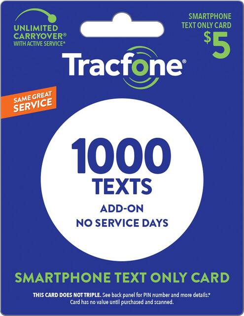 Tracfone 5 Text Only Card Tracfone V18 1000 Text Add On Best Buy Tracfone 5 Text Only Card Tracfone V18 1000 Text Add On Best Buy