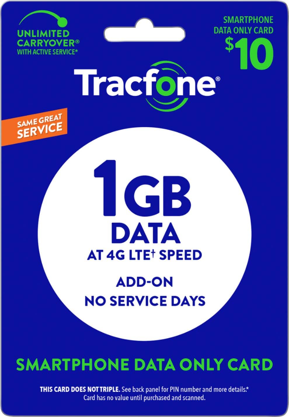 Front. TracFone - $10 Data Only Card.