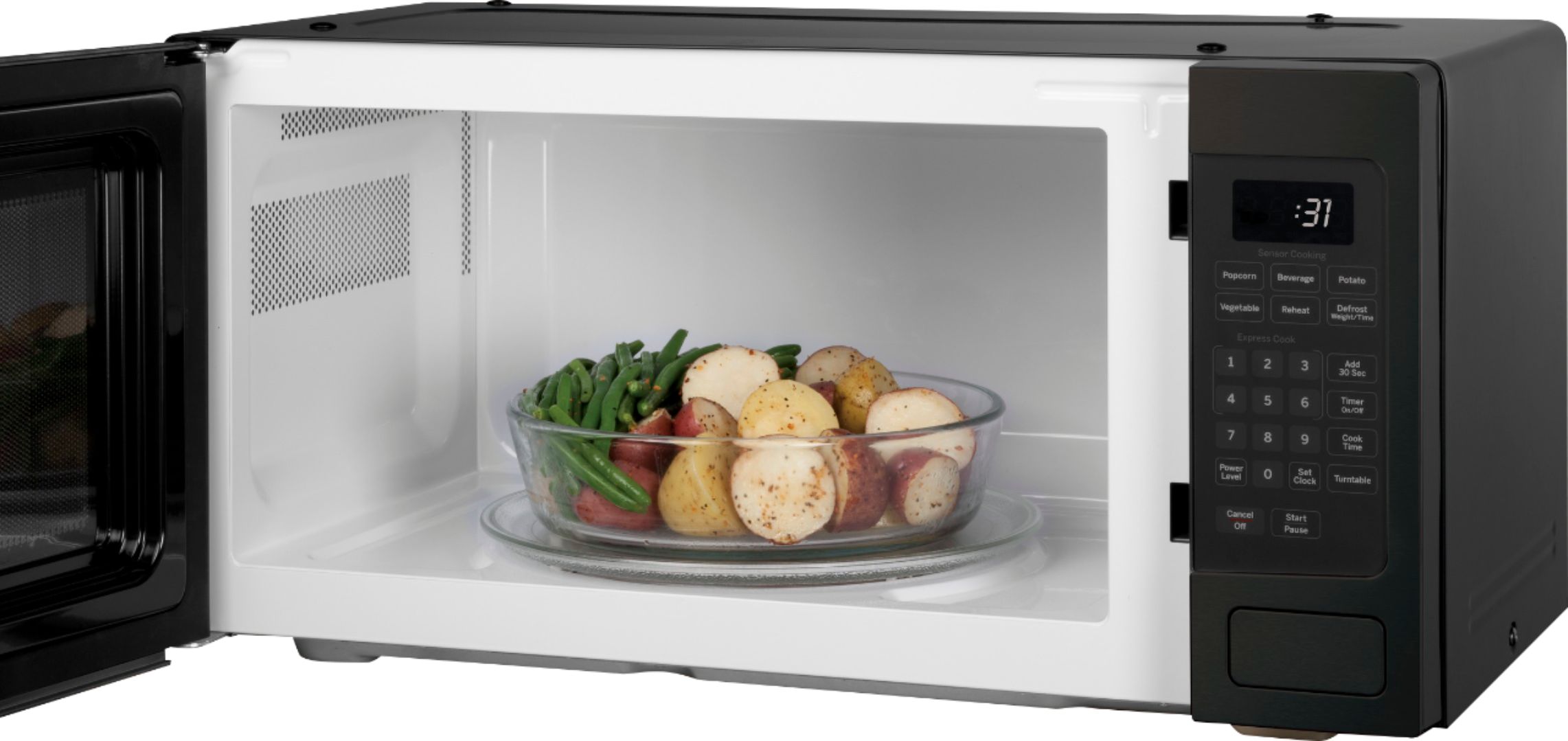 Left View: GE Profile - 1.1 Cu. Ft. Microwave - Black stainless steel