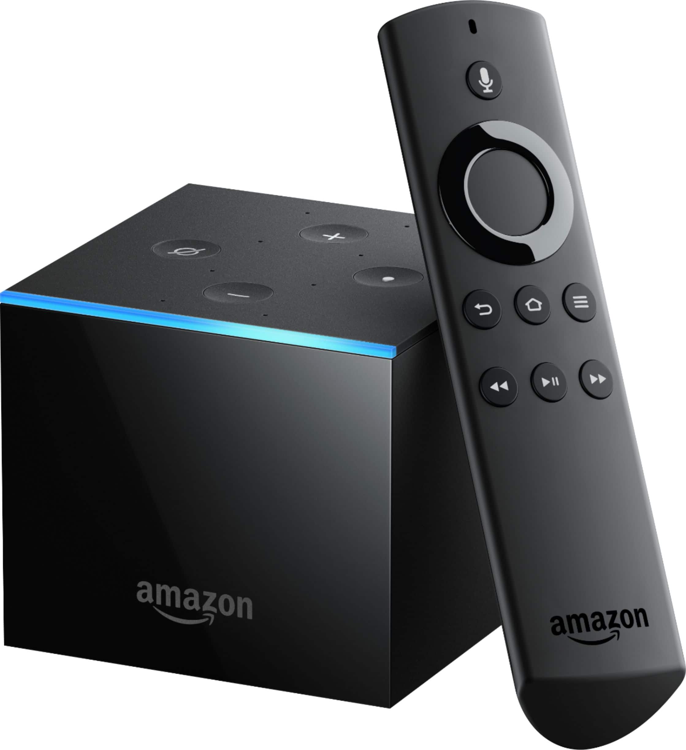 Left. Amazon - Fire TV Cube: Hands-Free Streaming Media Player with Alexa and 4K Ultra HD - Black.
