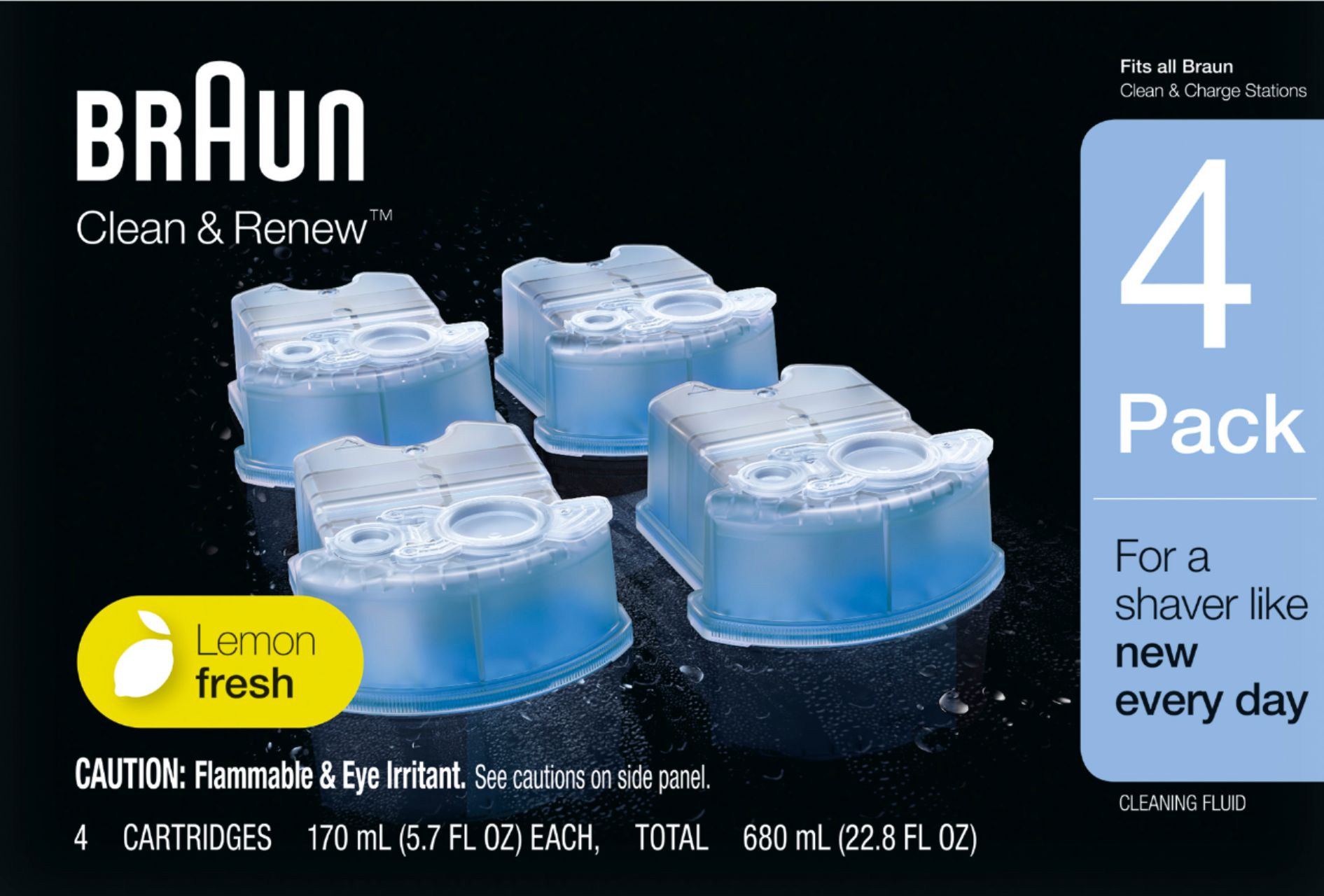 Braun Clean & Renew Electric Shaver Cleaning Cartridges - 4 pack