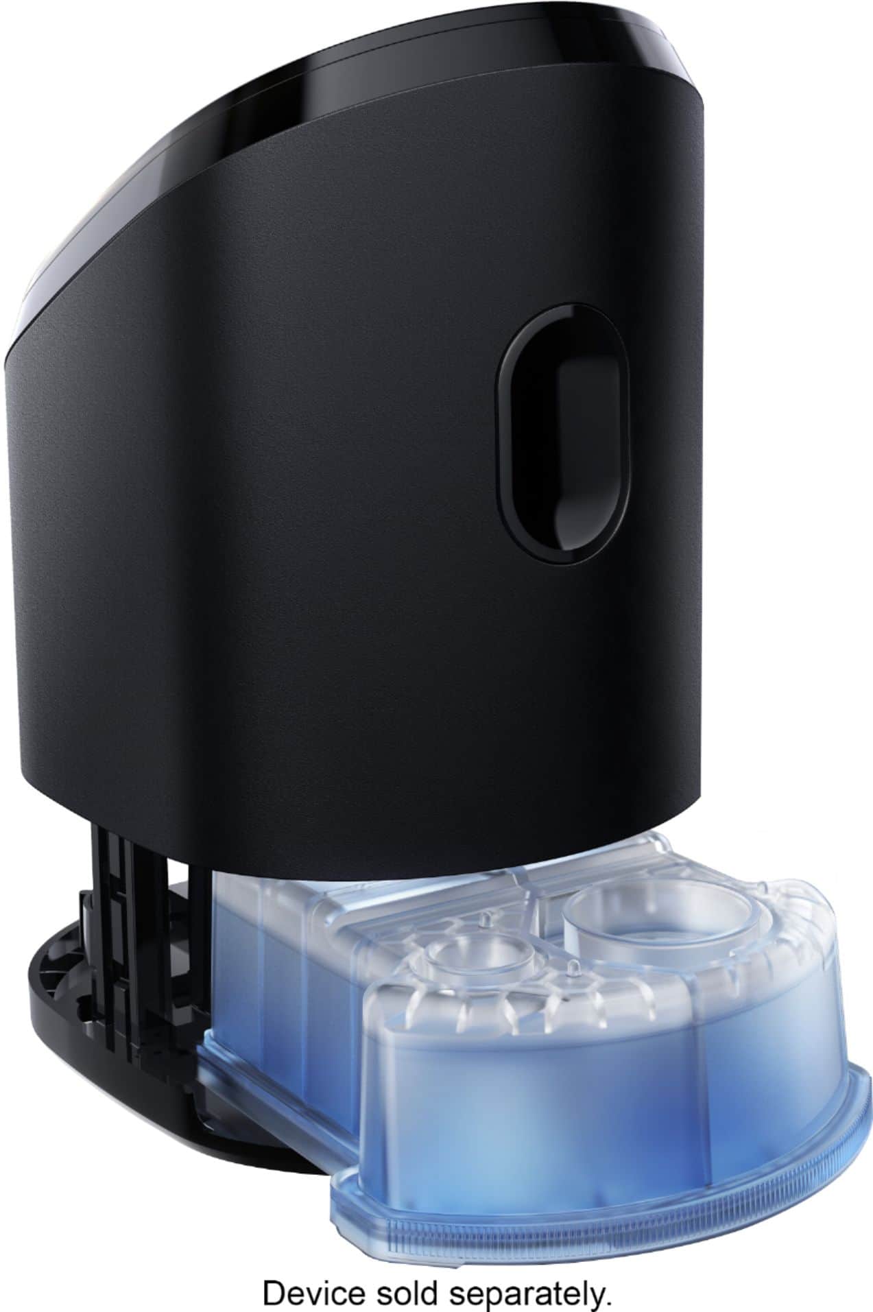 The image features a black appliance with a blue lid, which appears to be a blender or a food processor. The appliance is sitting on a white background, making it stand out. The text "Device sold separately" is visible in the lower part of the image, indicating that the device is not included with the appliance and must be purchased separately.