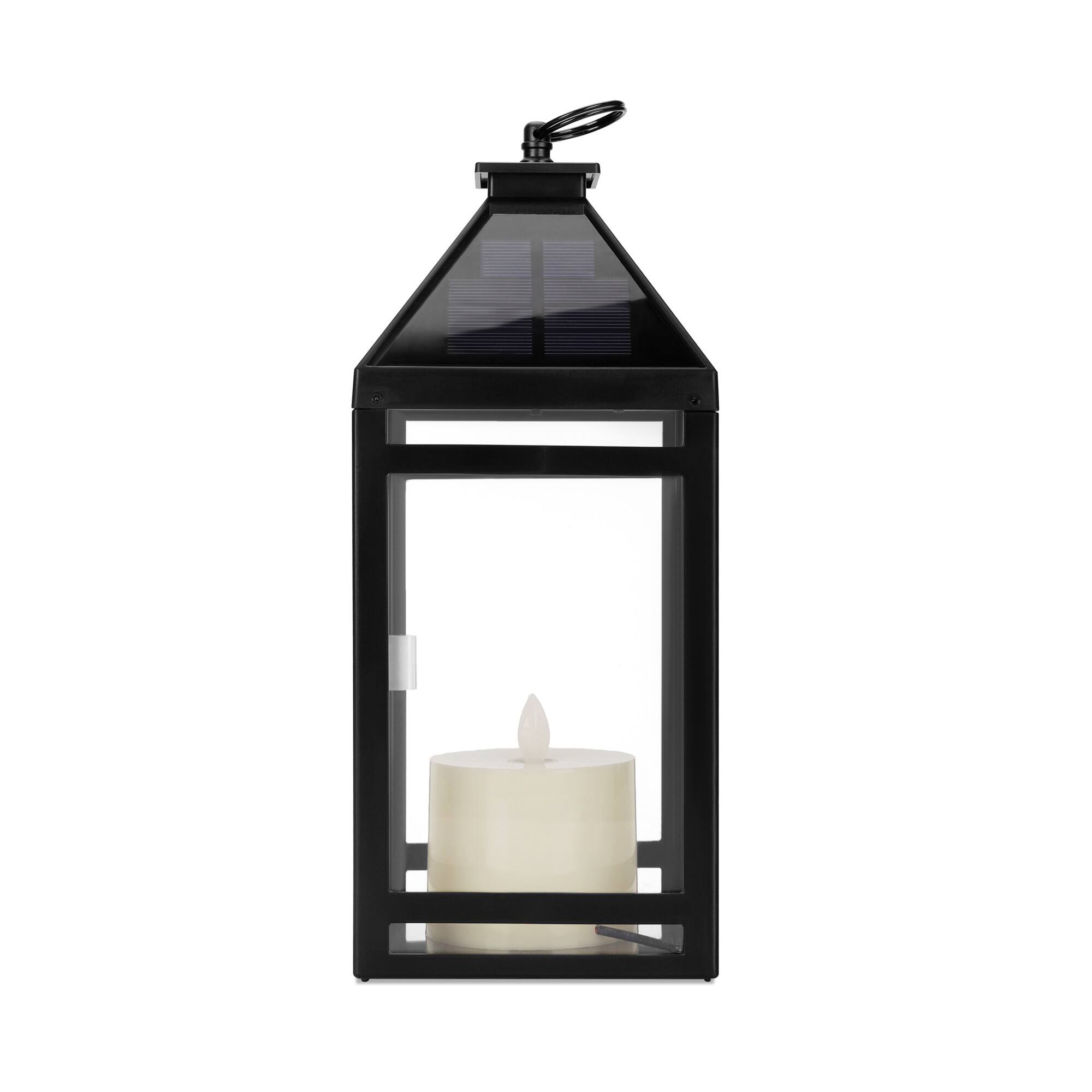 Alt View 8. Techko Maid - Outdoor Solar Flickering Candle Lantern Vintage Classic Light Design with Handle - Black.
