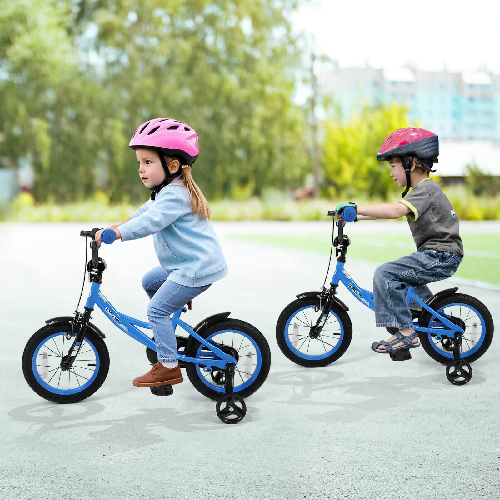 Alt View 3. Costway - Costway 14" Kids Bike with Removable Training Wheels Adjustable Seat & Handlebar Handbrake - Navy.