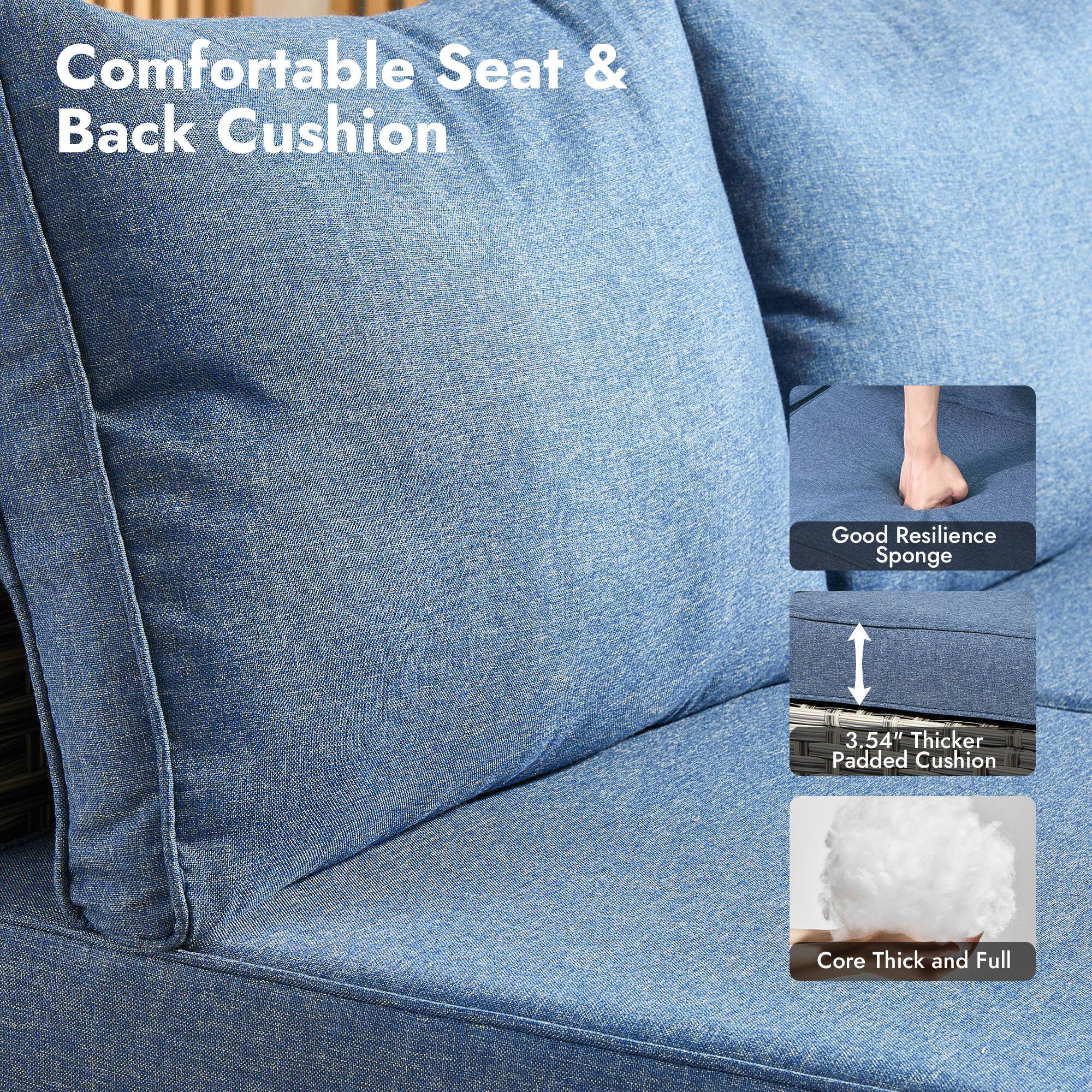 Comfortable Seat & Back Cushion

- Good Resilience Sponge
- 3.54" Thicker Padded Cushion
- Core Thick and Full