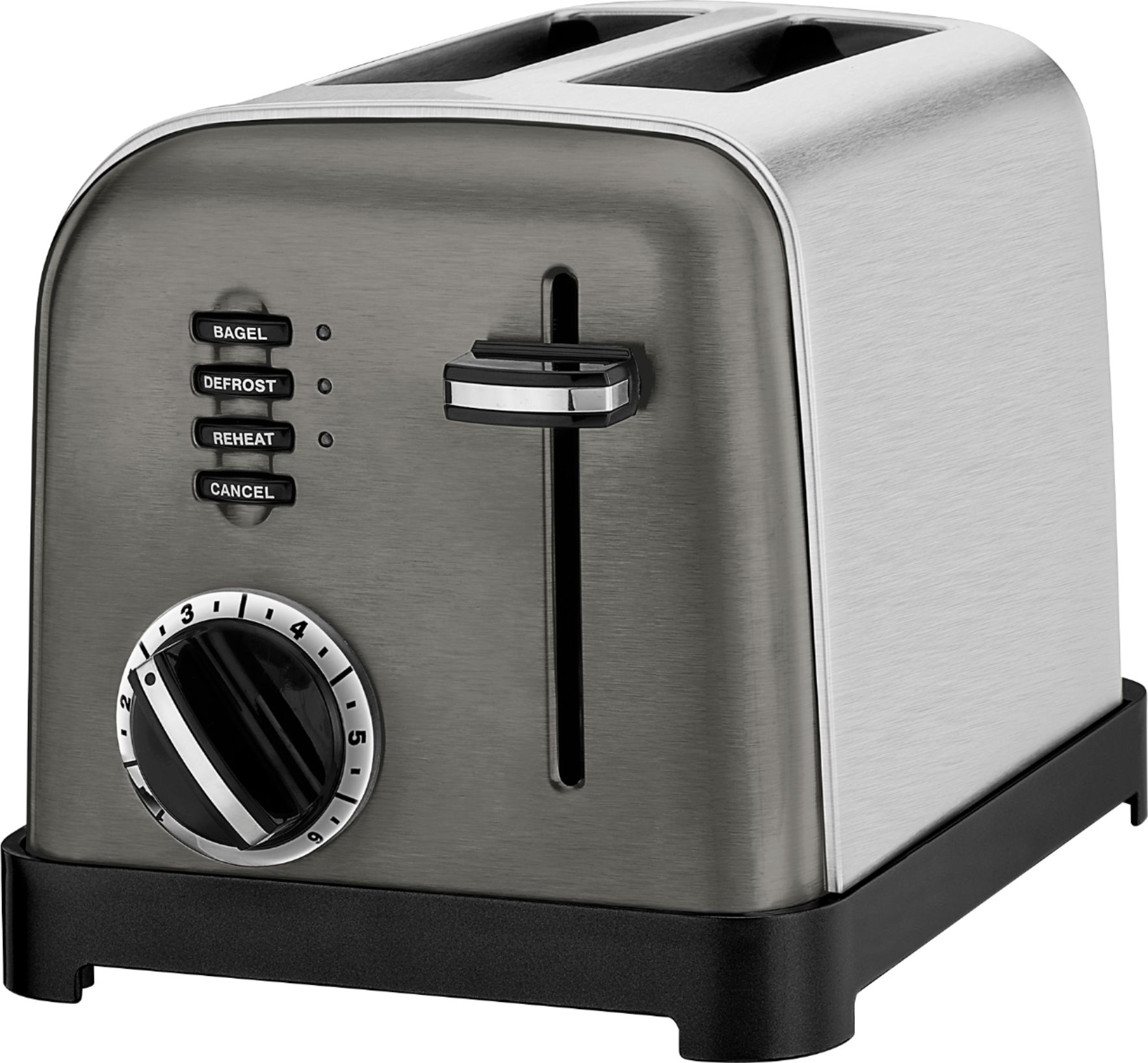 Left View: Cuisinart - Classic 2-Slice Wide-Slot Toaster - Black/Stainless