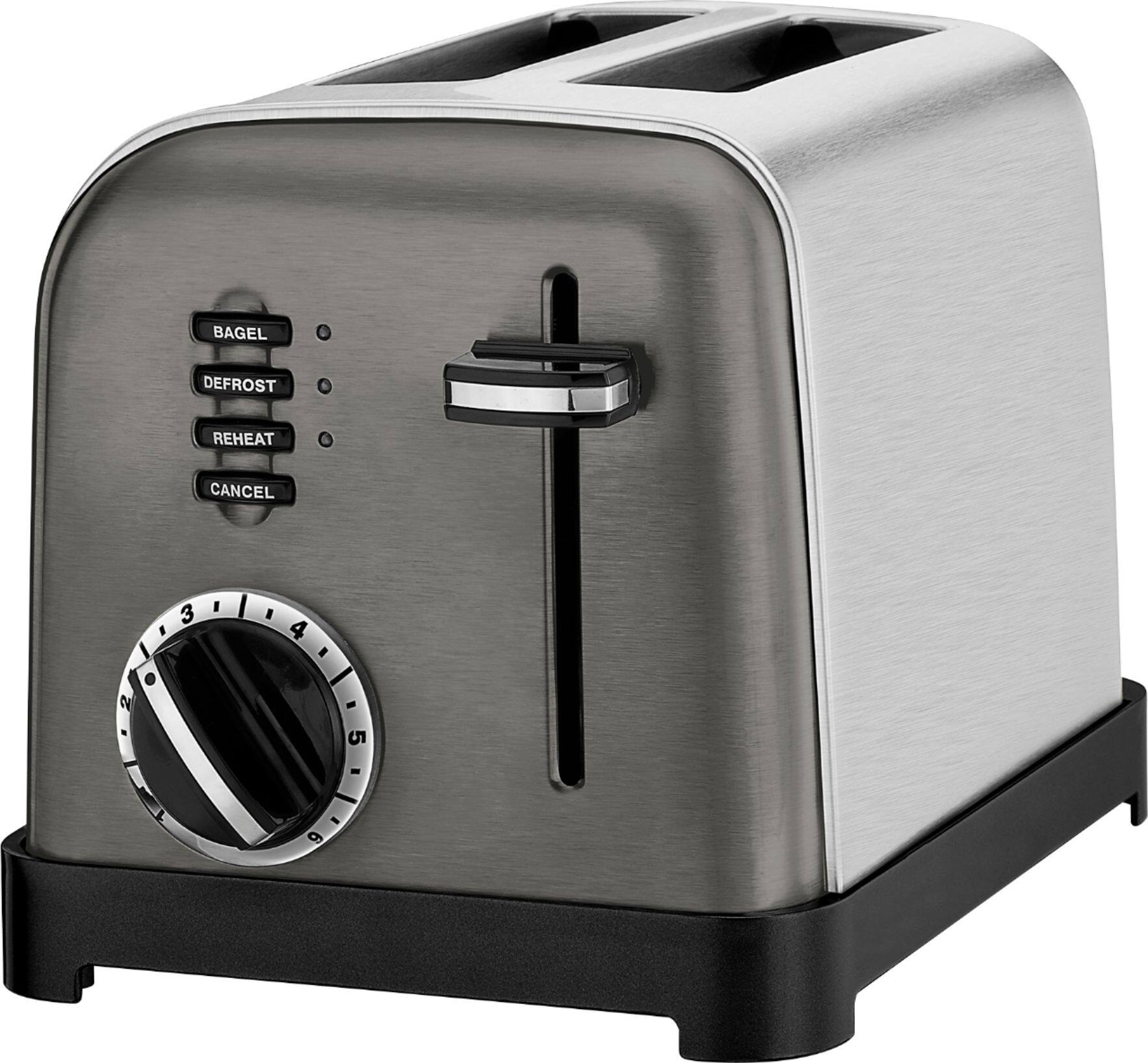 Left. Cuisinart - Classic 2-Slice Wide-Slot Toaster - Black/Stainless.