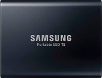 Samsung - Geek Squad Certified Refurbished T5 1TB External USB, Type C Portable SSD - Deep Black - Front_Zoom