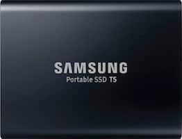 Samsung - Geek Squad Certified Refurbished T5 1TB External USB Type C Portable Solid State Drive - Deep Black - Front_Zoom