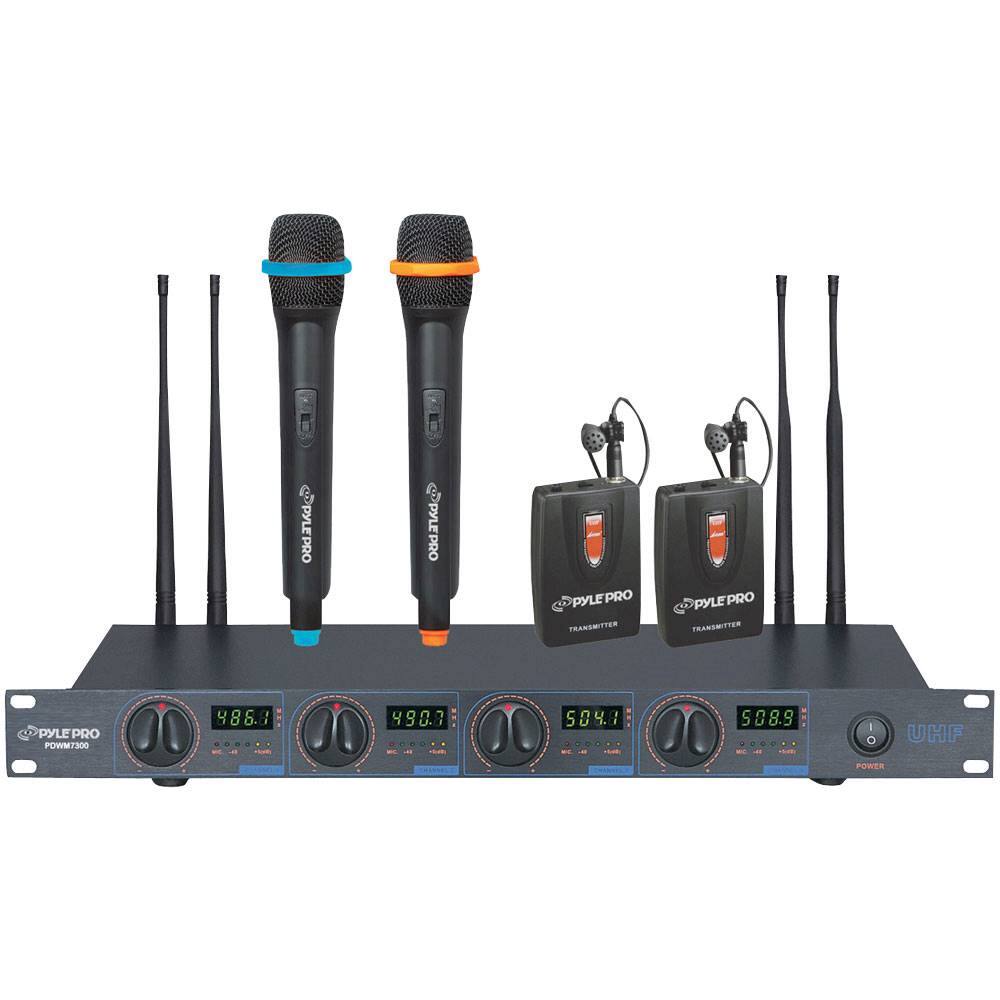 Best Buy PYLE Pro 4 Channel UHF Wireless Microphone System PDWM7300