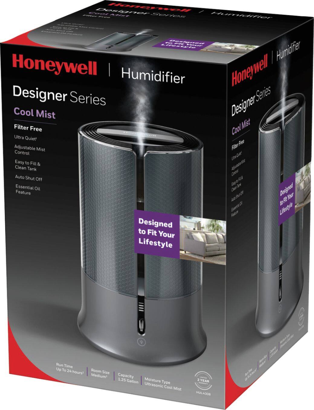 Alt View 11. Honeywell - Designer Series 1.2 Gal. Cool Mist Humidifier - Black.