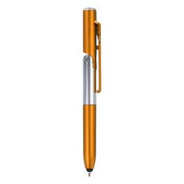 Unique Bargains - Multifunction Stylus Pen Capacitive Touch Screen Ballpoint Pens with LED Light, Foldable Phone Holder Stand - Orange