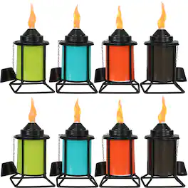 Sunnydaze - Glass/Metal Square Outdoor Tabletop Torches - Set of 8 - Multi