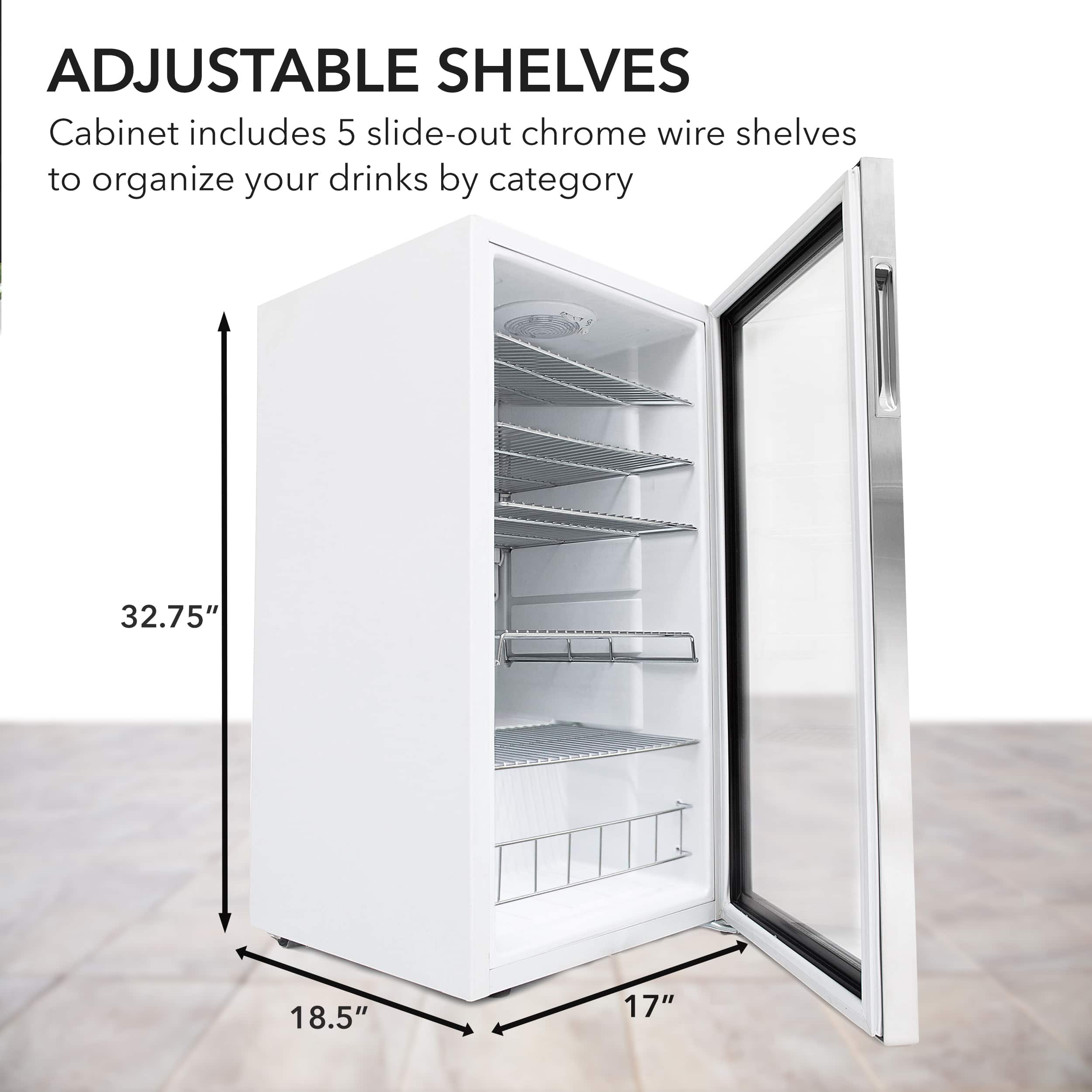 Alt View 14. Whynter - 120-Can Beverage Refrigerator - White Cabinet/Stainless Steel Trim.
