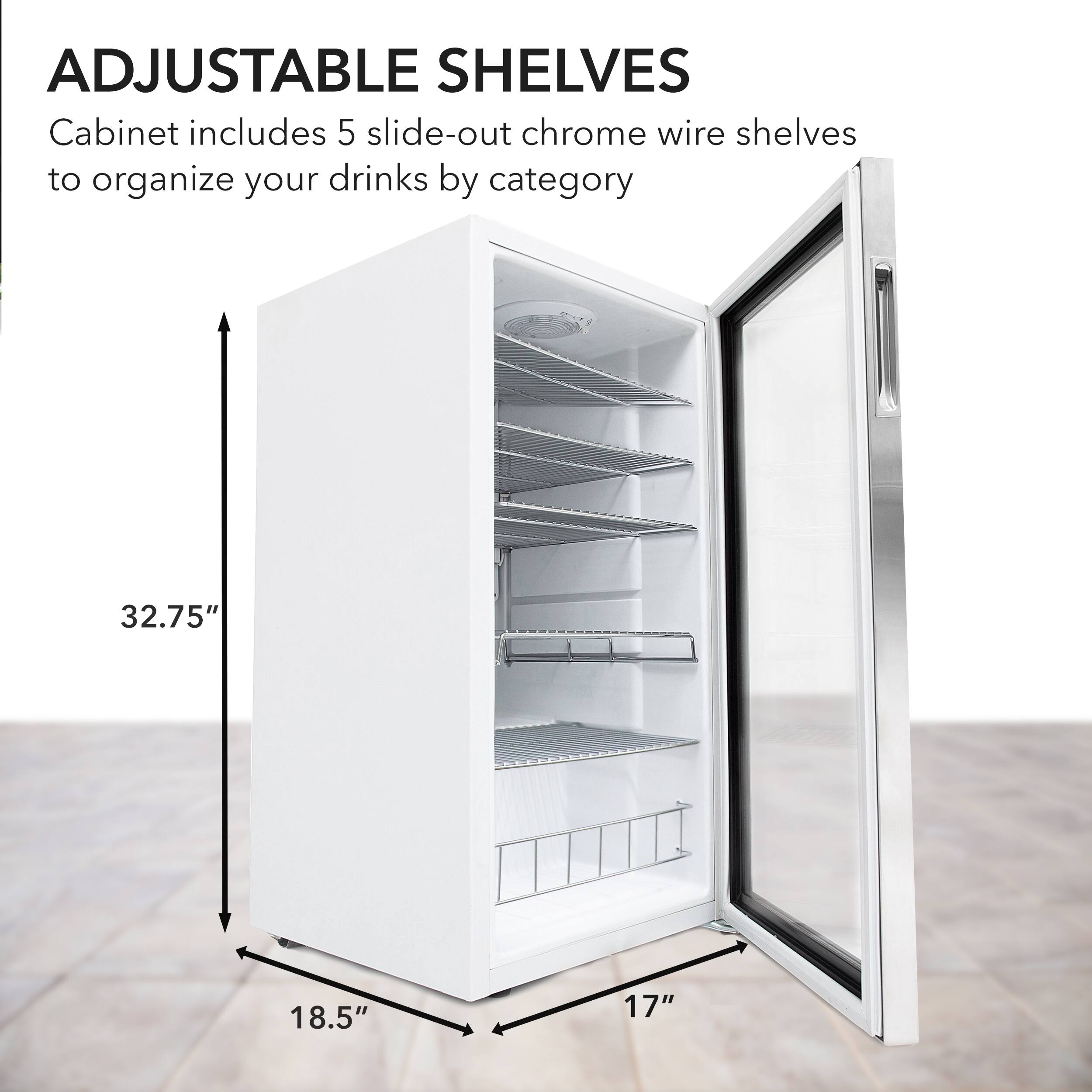 Alt View 14. Whynter - 120-Can Beverage Refrigerator - White Cabinet/Stainless Steel Trim.