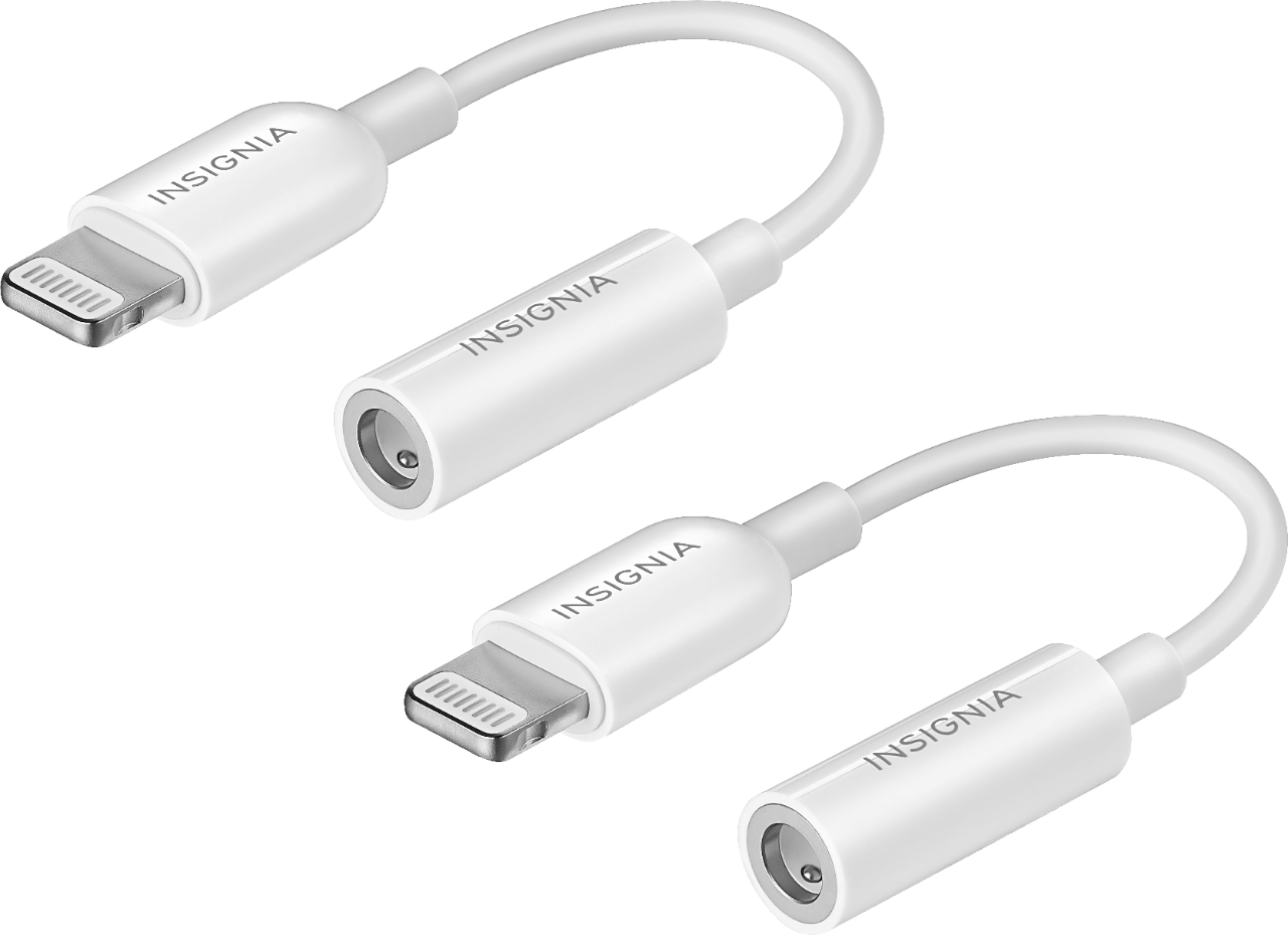 Best Buy Insignia Lightning To 3 5mm Headphone Adapter 2 Pack White Ns Ma35a5tw