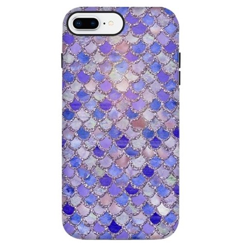 strongfit designers purple hand drawn mermaid scales case for apple iphone 7 plus and 8 plus - purple