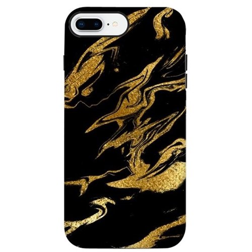 strongfit designers black and gold luxury marble case for apple iphone 7 plus and 8 plus - gold/black