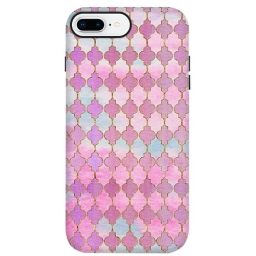 Front. ArtsCase - StrongFit Designers Multicolor Pink Moroccan Shapes Pattern Case for Apple® iPhone® 7 Plus - Pink.