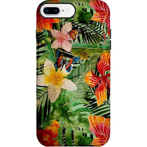 strongfit designers retro tropical flower jungle case for apple iphone 7 plus - yellow/red/green