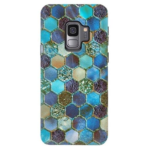 Front. ArtsCase - StrongFit Designers Multicolor Blue Metal Honeycomb Pattern Case for Samsung Galaxy S9 - Blue.