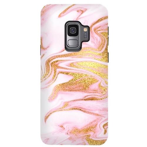 Front. ArtsCase - StrongFit Designers Pink and gold Fluid Marble Case for Samsung Galaxy S9 - White/Pink/Gold.
