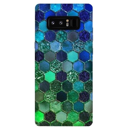 Front. ArtsCase - StrongFit Designers Green and Blue Metalic Honeycomb Pattern Case for Samsung Galaxy Note8 - Green/Blue.