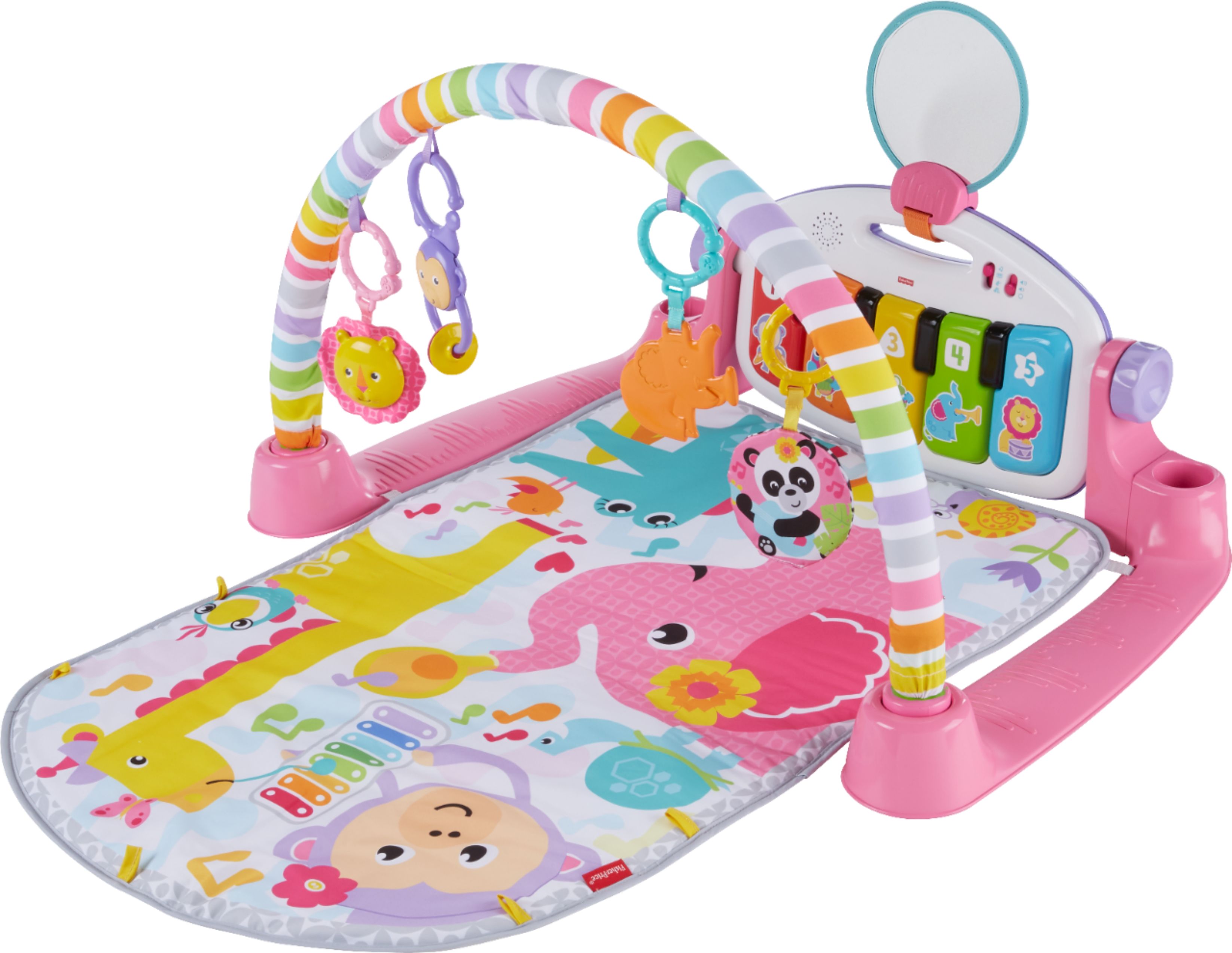 Left View: Fisher-Price - Deluxe Kick & Play Piano Gym - Pink/Yellow/White