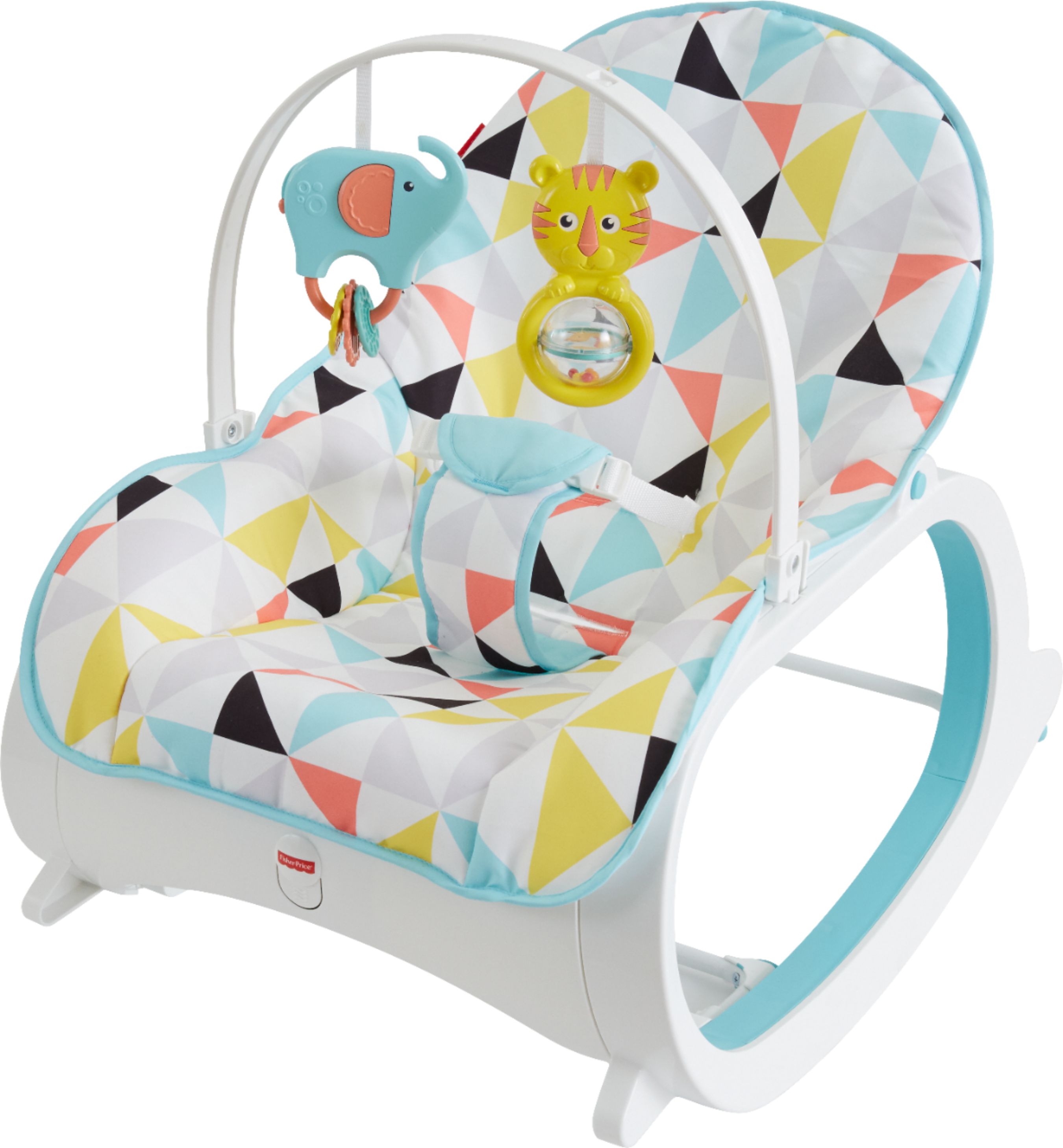 Left View: [$15 Savings] Fisher Price Infant to Toddler Rocker with Removable Toy Bar with Free $15 Gift Card