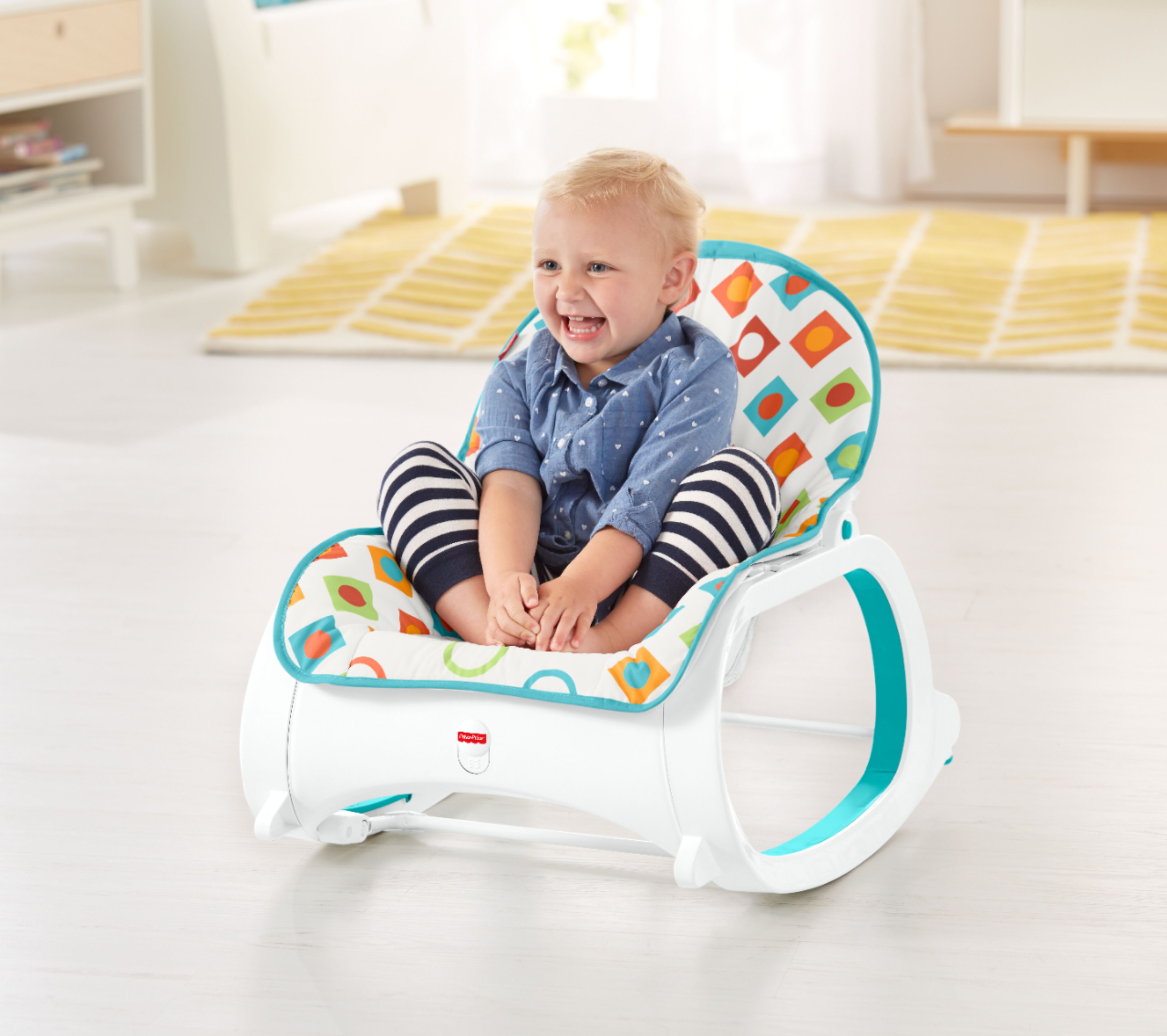 Alt View 15. Fisher-Price - Geo Diamonds Infant-to-Toddler Rocker - White/Turquoise/Red/Green/Orange.