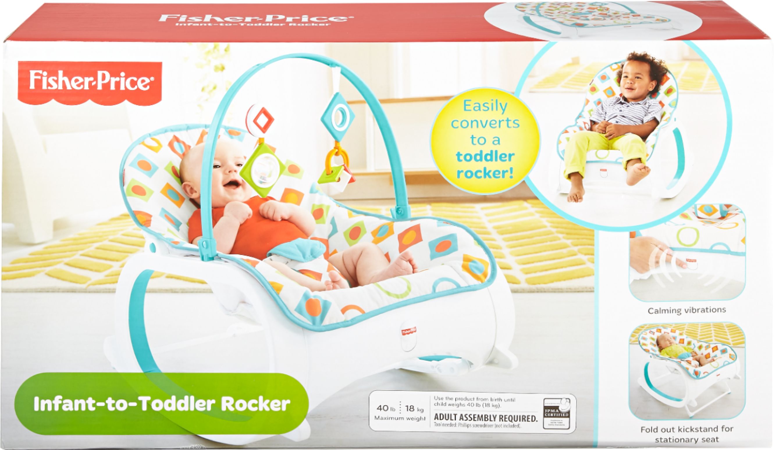 Rocker With Activities Geo Diamonds Fisher Price Infant to Toddler High Quality 