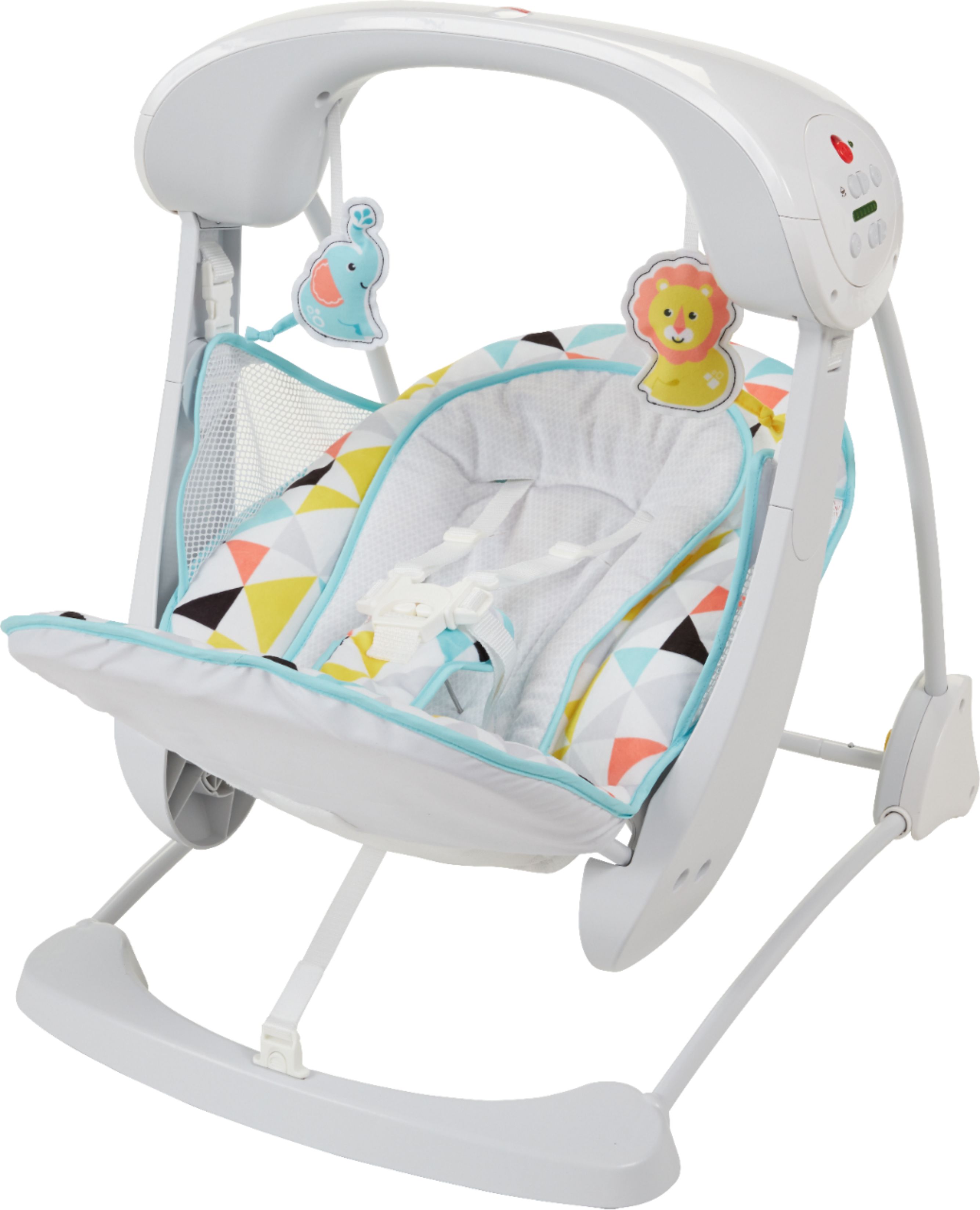 White Deluxe Take-Along Swing and Seat Elephant and Tiger Fisher Price 