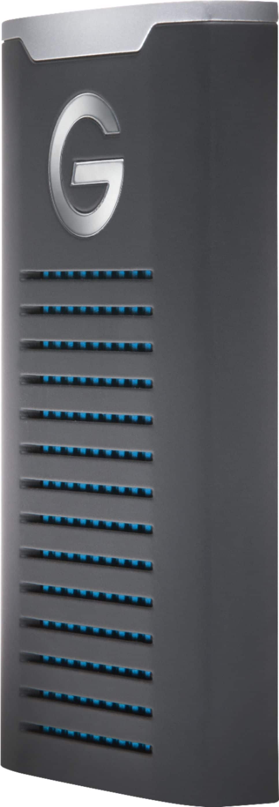 Left. G-Technology - G-DRIVE Mobile R-Series 500GB External USB 3.1 Gen 2 Portable SSD - Black/Silver.