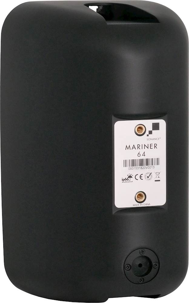 Back View: Sonance - MARINER 64 BLACK - Mariner 6-1/2" 2-Way Outdoor Surface Mount Speakers (Pair) - Black