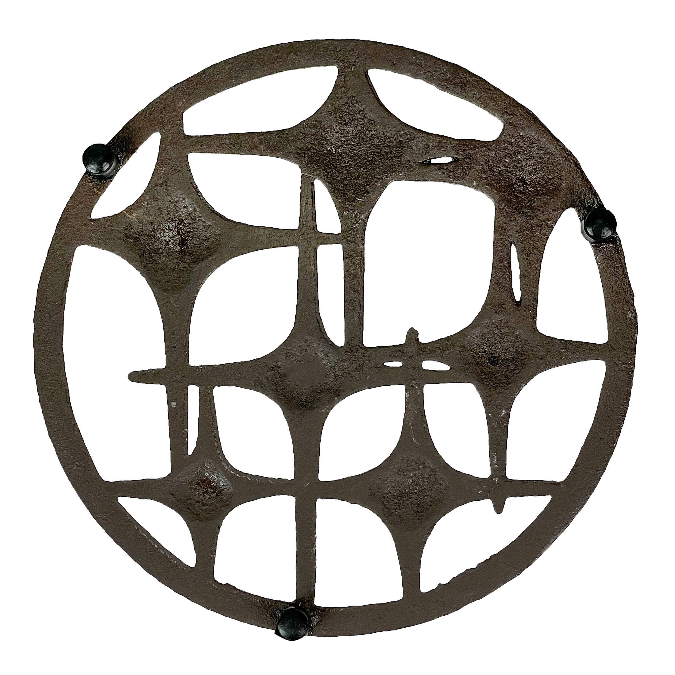 Alt View 8. Zeckos - Cast Iron Stars Trivet – Bronze Finish, 8" Round, Mid Century Modern Style - Bronze.