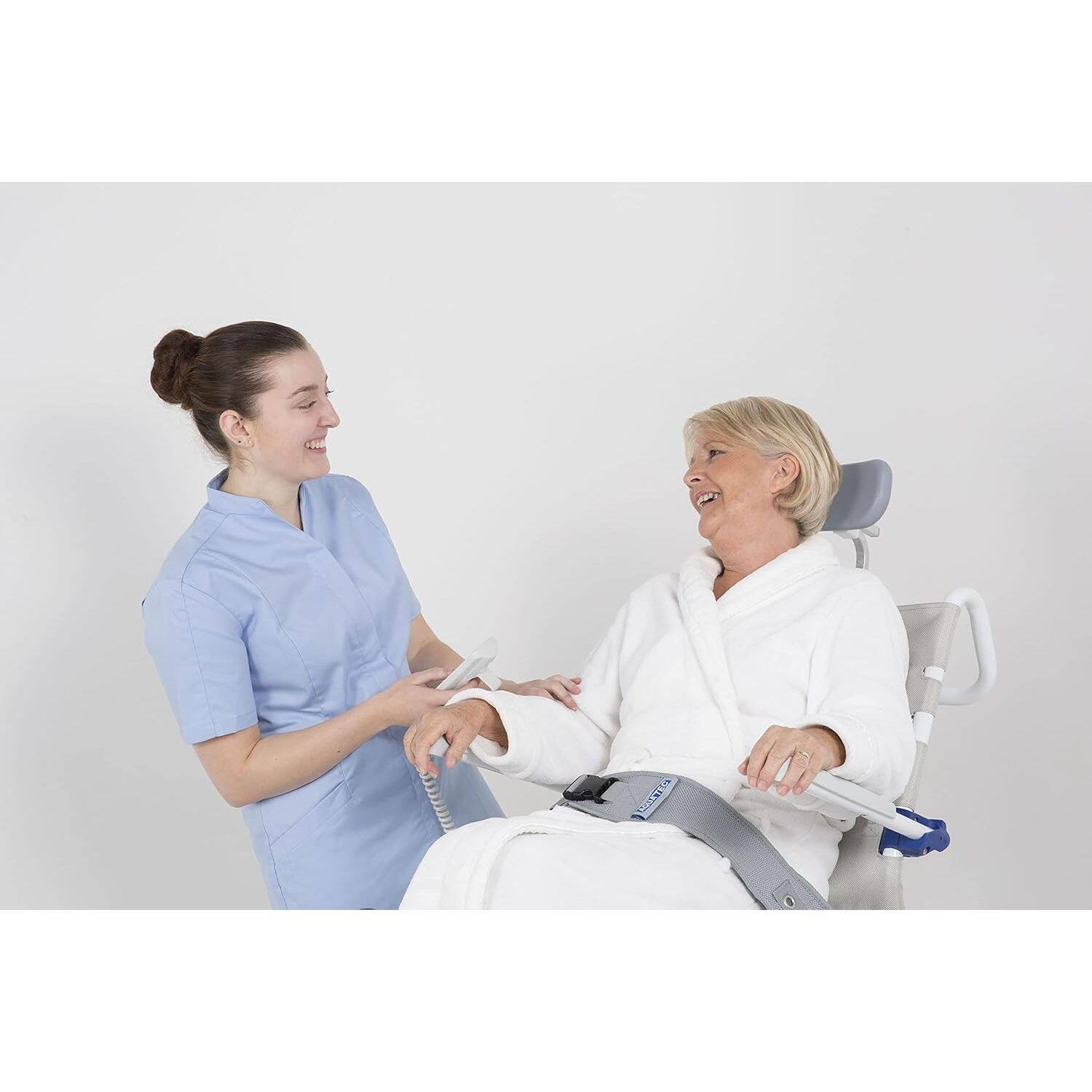 Alt View 1. Invacare - Ocean Ergo Shower Wheelchair with Chest Safety Belt (Model 1470081) for Secure Use - White.
